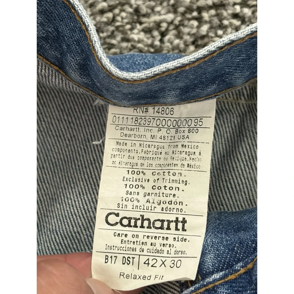 Carhartt Relaxed Fit B17 Jeans Men 42x30 Vintage Denim Farmer Work Grunge